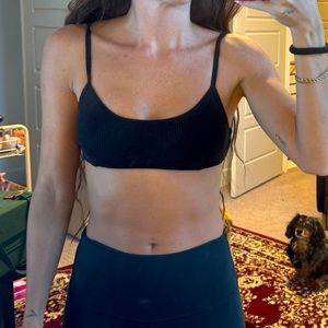 ALO Yoga black knit adjustable Sports bra bralette